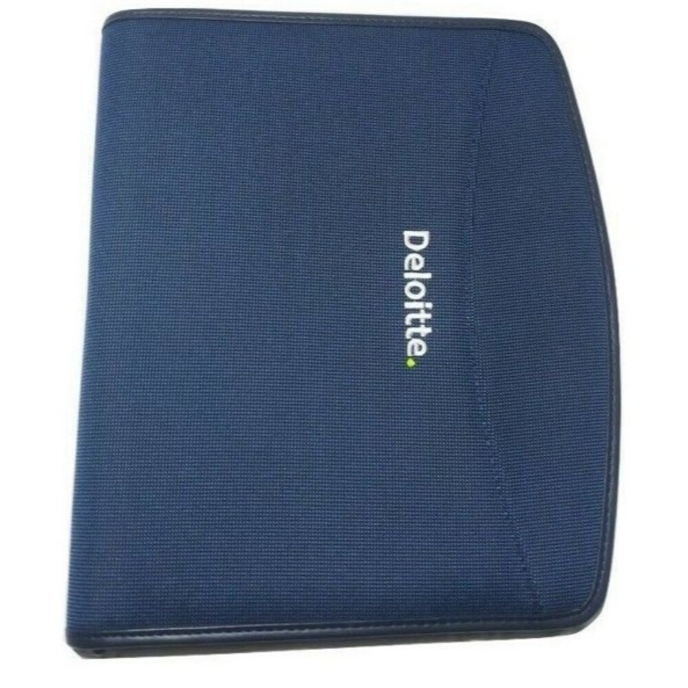 Deloitte Logo Embossed Blue Microfiber Portfolio Padfolio